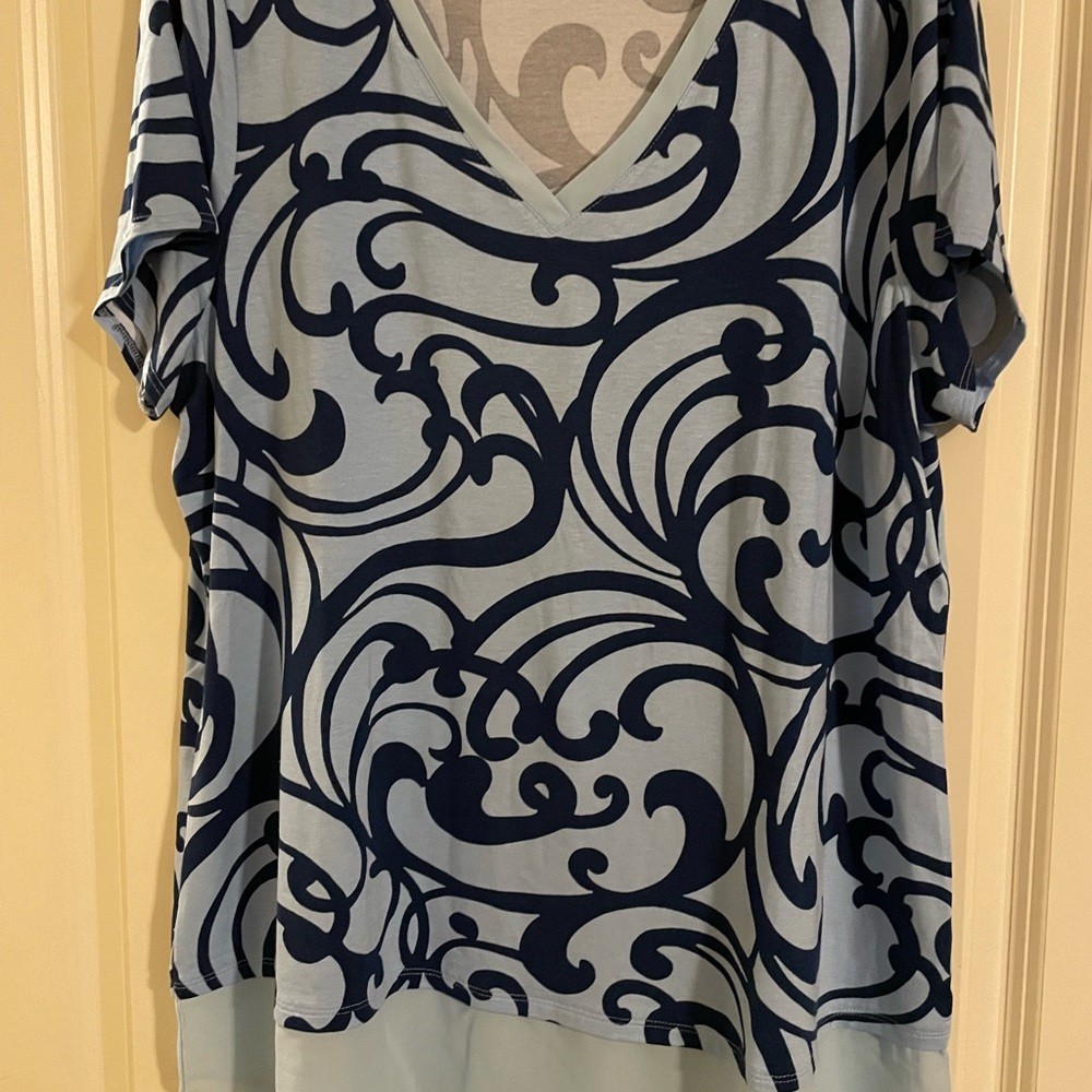 Tunic style shirt sleeved shirt with sheer base